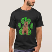Welsh Terrier Shamrock Paw Clovers St Patrick's Da Tシャツ (正面)