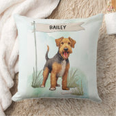 Welsh Terrier Watercolor Personalized Dog クッション (ブランケット)