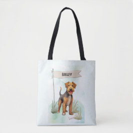 Welsh Terrier Watercolor Personalized Dog トートバッグ