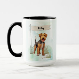 Welsh Terrier Watercolor Personalized Dog マグカップ