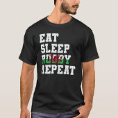 Welsh Wales Eat Sleep Rugby Repeat Tシャツ (正面)