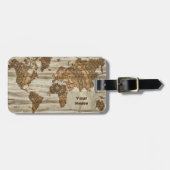 Weltkarte | Holz-Kompass ラゲッジタグ (正面横)