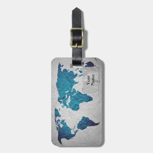 Weltkarte | Zerknittertes Papier ラゲッジタグ (正面縦)