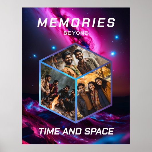 Weltraum Foto Kollage in 3D Poster ポスター (正面)