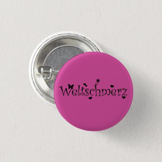 Weltschmerz Button (Black/Pink) 缶バッジ (正面&裏面)