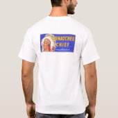 Wenatcheeの責任者-ヴィンテージのフルーツの木枠のラベル Tシャツ (裏面)