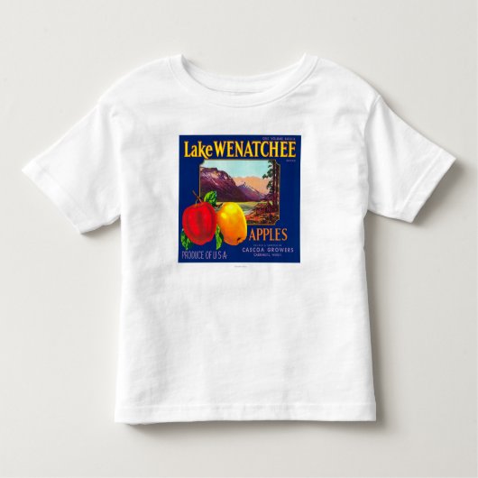 Wenatchee Apple Label (青) -キャシミア、WA トドラーTシャツ (正面)