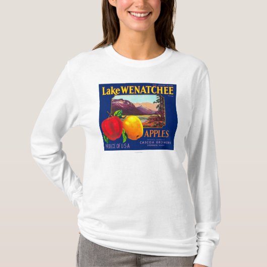 Wenatchee Apple Label (青) -キャシミア、WA Tシャツ (正面)