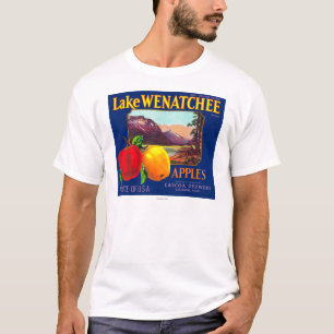 Wenatchee Apple Label (青) -キャシミア、WA Tシャツ
