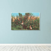 Wenatchee、Apple Orchard & WorkersのWAView キャンバスプリント (インサイチュ (ウッドフロア))