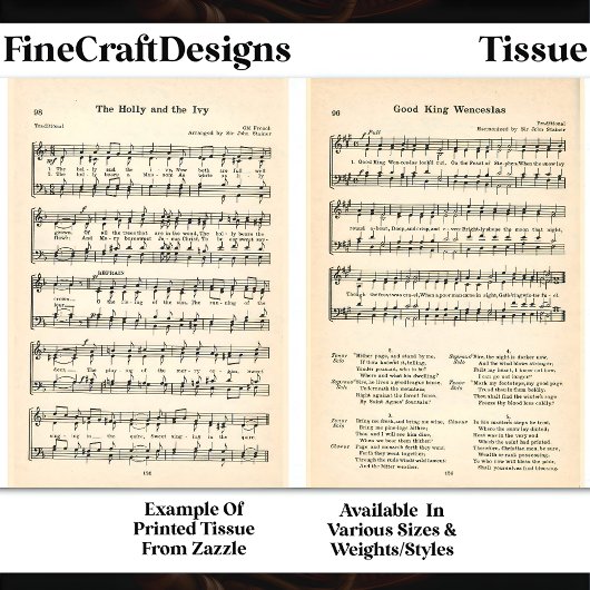 Wenceslas + Holly Ivy Sheet Music DU6 Decopage 薄葉紙