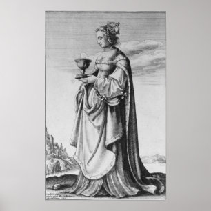 Wenceslaus Hollar著エッチングされるSt.バーバラ1647年 ポスター