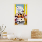 Wengen Grindelwald Switzerland Vintage Ski Poster ポスター (キッチン)