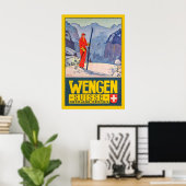 Wengen Oberland Bernois Switzerland Vintage Ski ポスター (ホームオフィス)