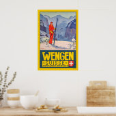 Wengen Oberland Bernois Switzerland Vintage Ski ポスター (キッチン)
