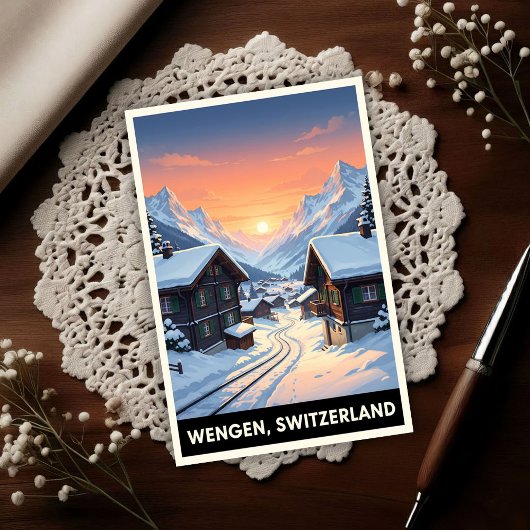 Wengen, Switzerland: 1960s Vintage Travel ポストカード