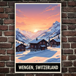 Wengen, Switzerland: 1960s Vintage Travel Poster ポスター