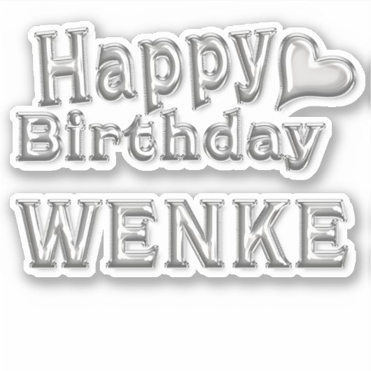 Wenke Happy Birthday silver Aufkleber Sticker シール (正面)