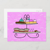 wenskaart -パーティーガールズ – ハイティー – カップケーキ ポストカード (正面/裏面)
