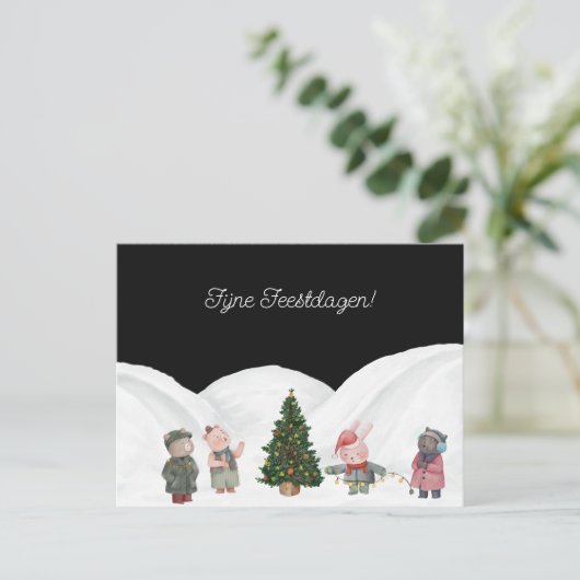 Wenskaart (10,8 x 14,2 cm) - Fijne Feestdagen ポストカード (スタンド正面)