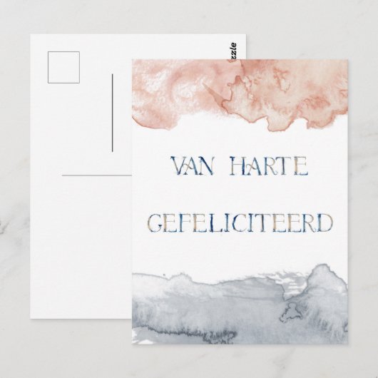 Wenskaart (10,8 x 14,2cm)- Van Harte Gefeliciteerd ポストカード (正面/裏面)