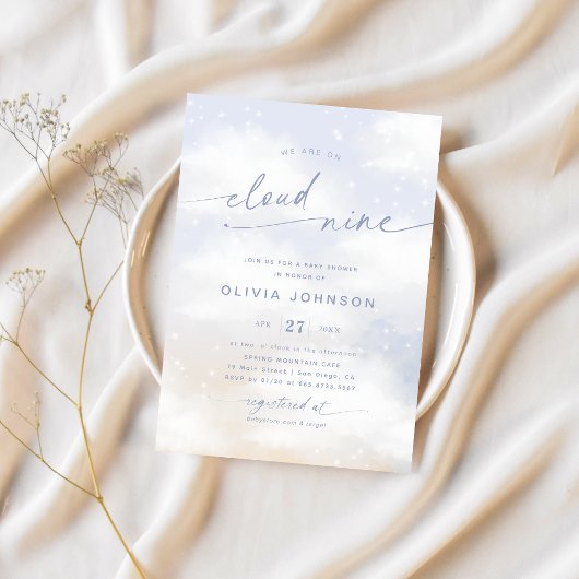 We'On Cloud 9 Dreamy Clouds Baby Shower 招待状