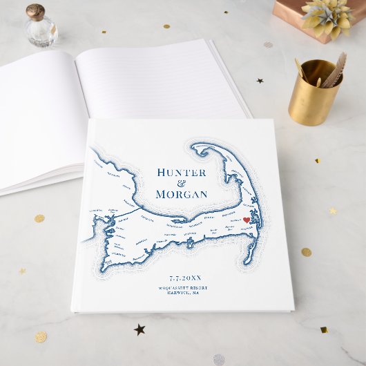 Wequassett Resort Cape Cod Map Wedding ゲストブック (正面見開き)