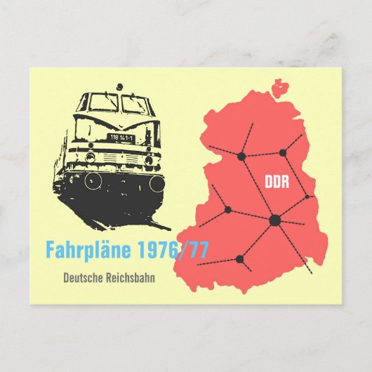 Werbedesign fur Fahraplanauskunft Reichsbahn DDR ポストカード (正面)
