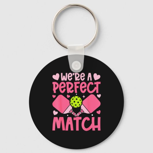 We're A Match Ckleball Couple Paddle Hearts Valent キーホルダー (正面)