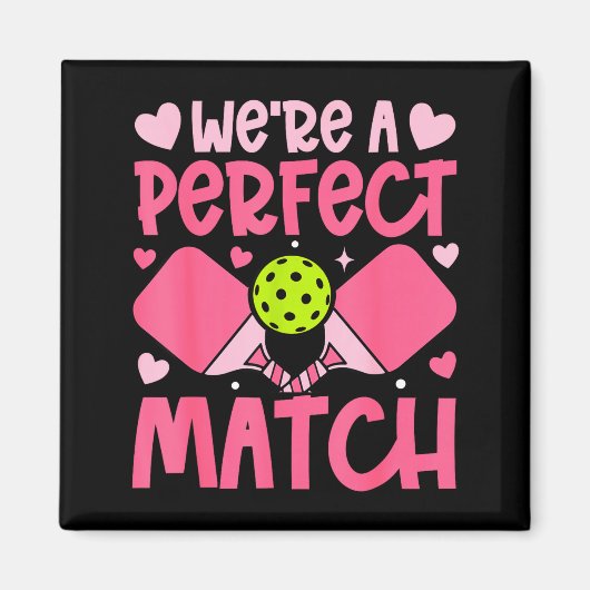 We're A Match Ckleball Couple Paddle Hearts Valent マグネット (正面)