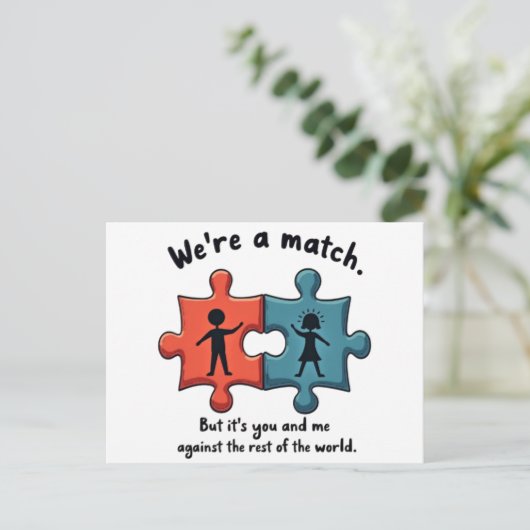 We're a Match: Perfect Puzzle Piece Love ポストカード (スタンド正面)