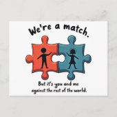 We're a Match: Perfect Puzzle Piece Love ポストカード (正面)