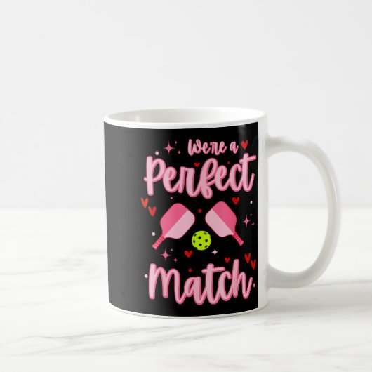 We're A Perfect Match Funny Ckleball Valentines Da コーヒーマグカップ (右)
