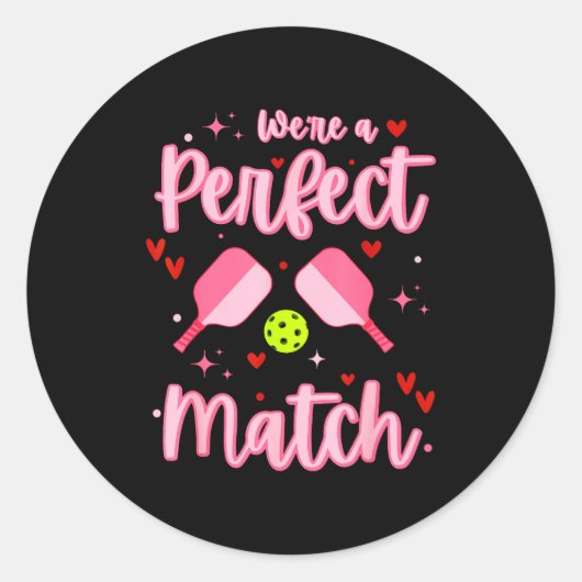 We're A Perfect Match Funny Ckleball Valentines Da ラウンドシール (正面)