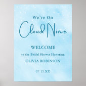 We're Cloud 9 Dreamy Blue Baby Shower Welcome ポスター (正面)