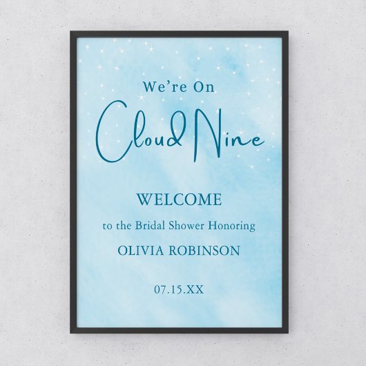 We're Cloud 9 Dreamy Blue Baby Shower Welcome ポスター
