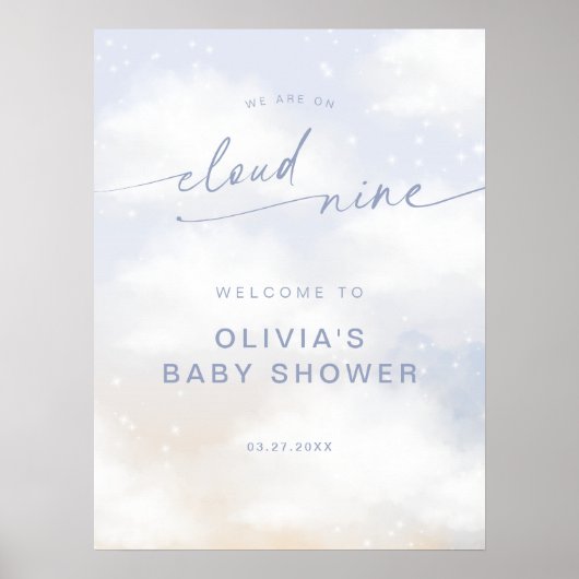 We're Cloud 9 Dreamy Clouds Baby Shower Welcome ポスター (正面)