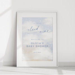 We're Cloud 9 Dreamy Clouds Baby Shower Welcome ポスター