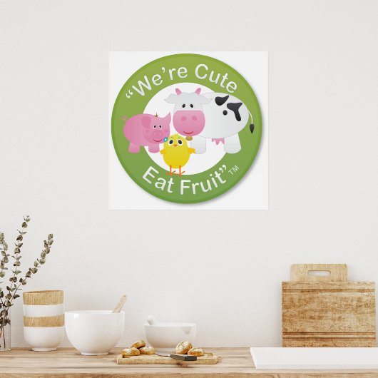 We're Cute, Eat Fruit Print ポスター (キッチン)