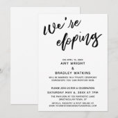 We're Eloping シンプル モダン 手書き タイポグラフィ 招待状 (正面/裏面)