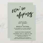 We're Eloping 現代手書きタイポグラフィー セージ 招待状 (正面/裏面)