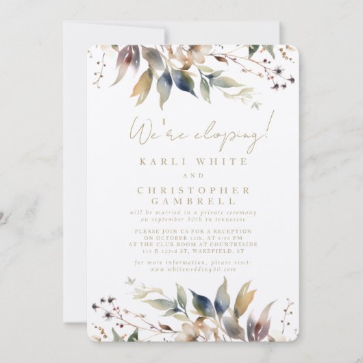 We're Eloping Painted Autumn Leaves Reception  招待状 (正面)