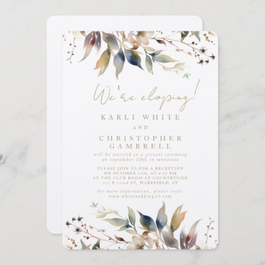 We're Eloping Painted Autumn Leaves Reception  招待状 (正面/裏面)