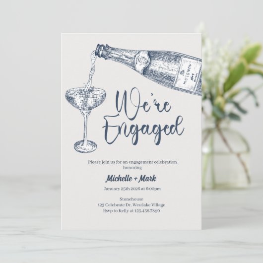 We're Engaged, Champagne Engagement, minimal 招待状 (スタンド正面)