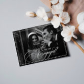 We're Engaged Dark Vintage Photo Engagement Party 招待状