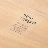 We're Engaged Minimalist Engagement Party アクリル招待状 (レイダウン)
