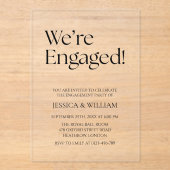 We're Engaged Minimalist Engagement Party アクリル招待状 (正面)