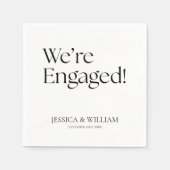 We're Engaged Minimalist Engagement Party スタンダードカクテルナプキン (正面)