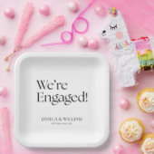 We're Engaged Minimalist Engagement Party ペーパープレート (パーティー)