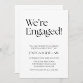 We're Engaged Minimalist Engagement Party 招待状 (正面/裏面)
